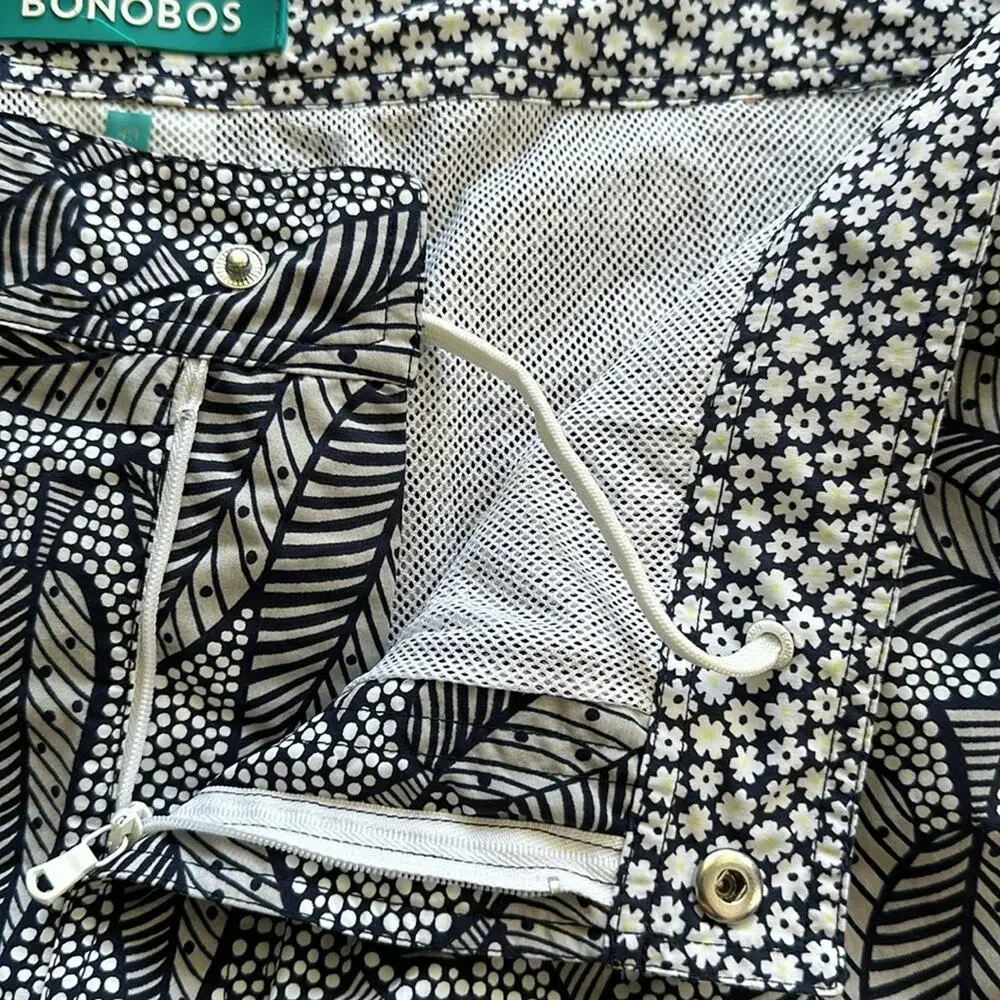 Bonobos Swim‎ Trunks Blue & White Leaf Print Size 40